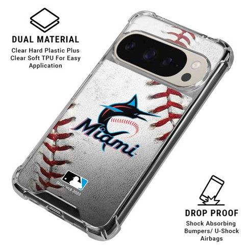 MLB Miami Marlins Game Ball Pixel 9/9 Pro Clear Case